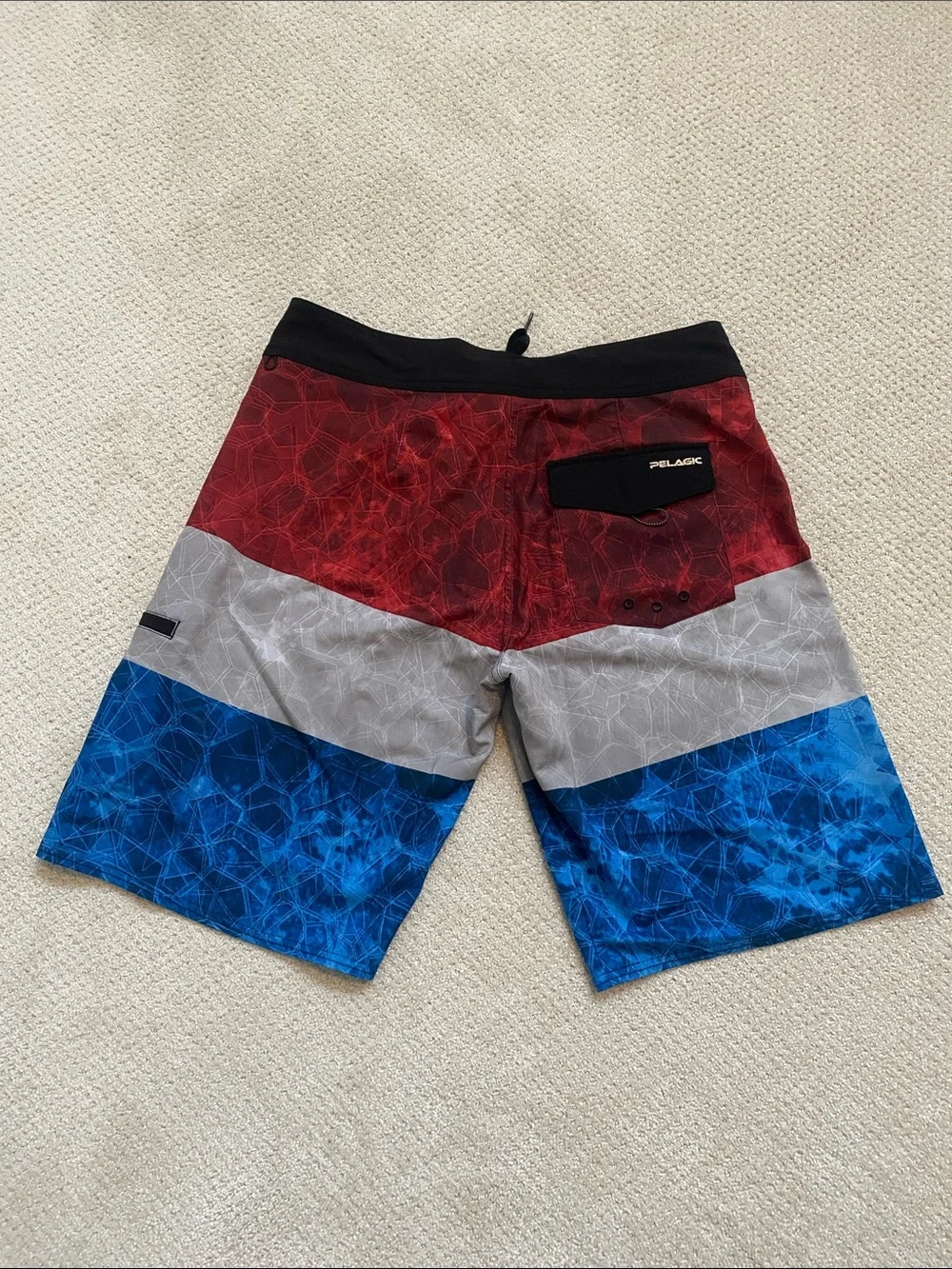 Men’s PELAGIC Hydro-Lite Swim Trunks - Red, Gray & Blue